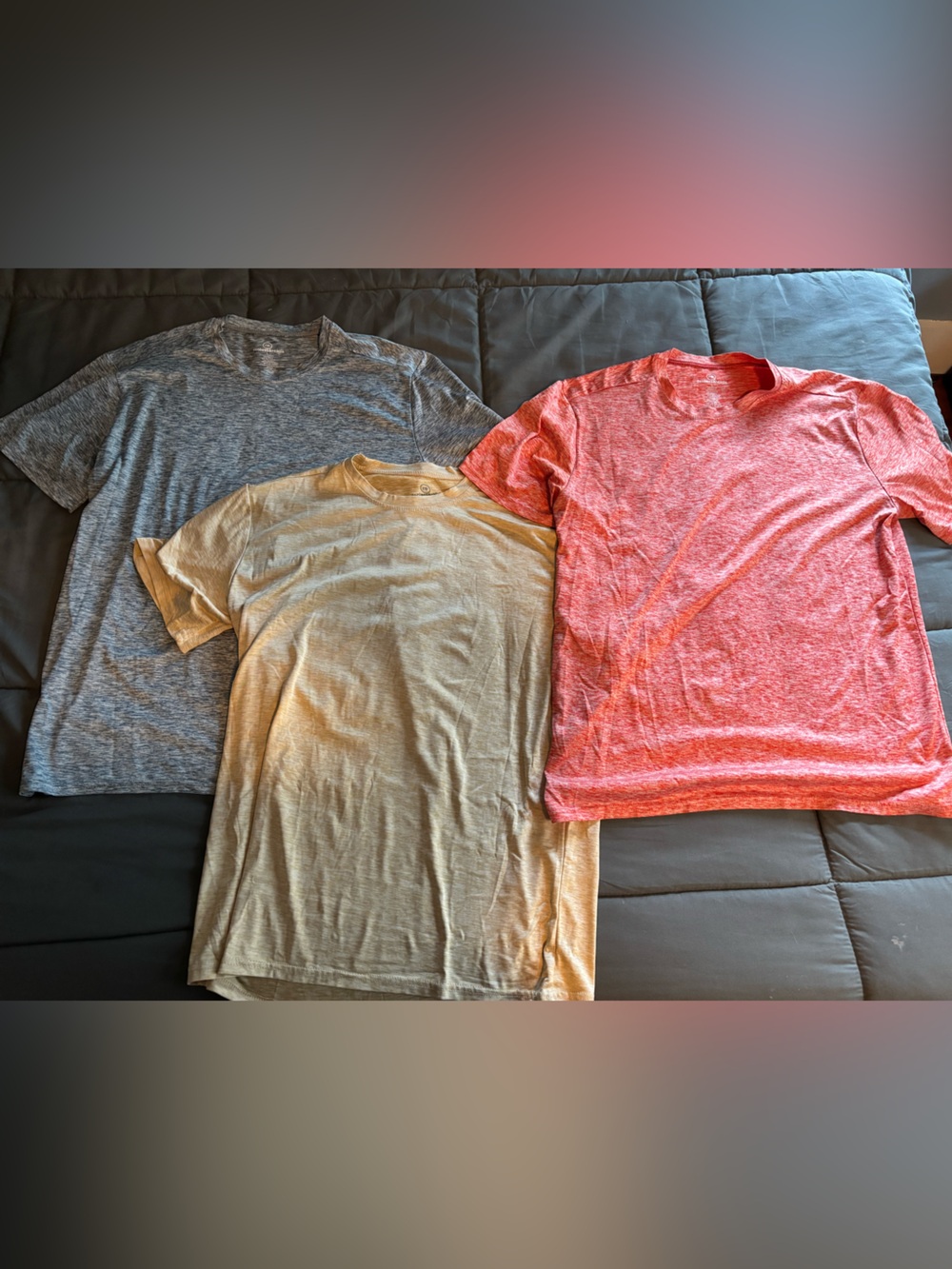 Real Essentials Men’s Short-Sleeve Tees - Gray, Beige, Coral